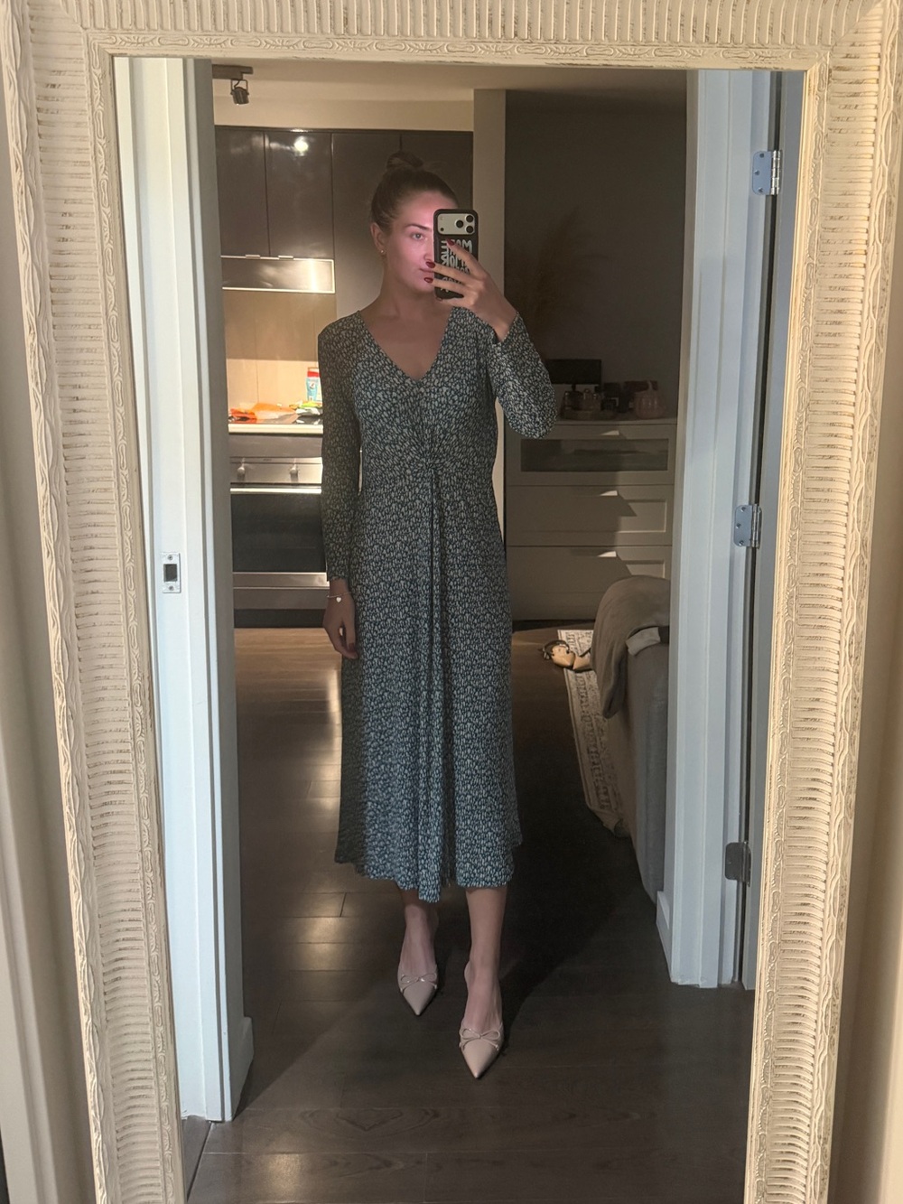 Mango Long-Sleeve Midi Dress